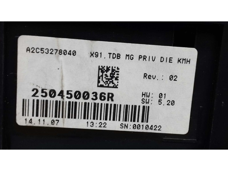 Recambio de cuadro instrumentos para renault laguna iii 2.0 d referencia OEM IAM A2C53172264 A2C53215297 250450036R