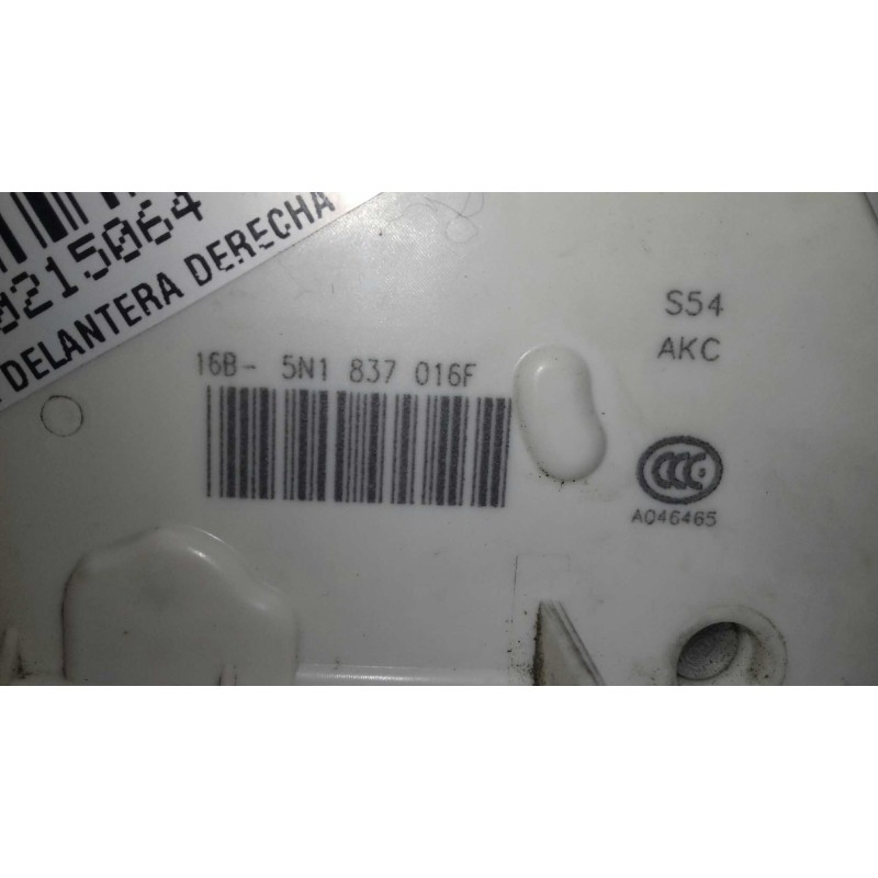 Recambio de cerradura puerta delantera derecha para seat ibiza (6p1) reference referencia OEM IAM 5N1837016F 3+3 PINES NEGRO