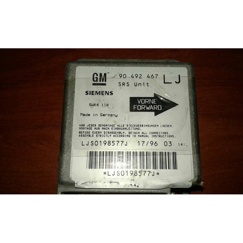 Recambio de centralita airbag para opel omega b cd berlina referencia OEM IAM 90492467LJ 5WK4110 LJS0198577J