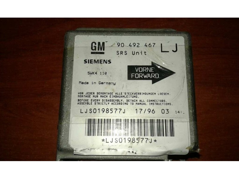 Recambio de centralita airbag para opel omega b cd berlina referencia OEM IAM 90492467LJ 5WK4110 LJS0198577J
