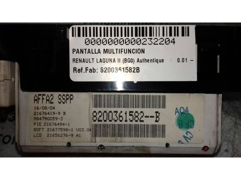 Recambio de pantalla multifuncion para renault laguna ii (bg0) authentique referencia OEM IAM 8200361582B 216764199B SAGEM