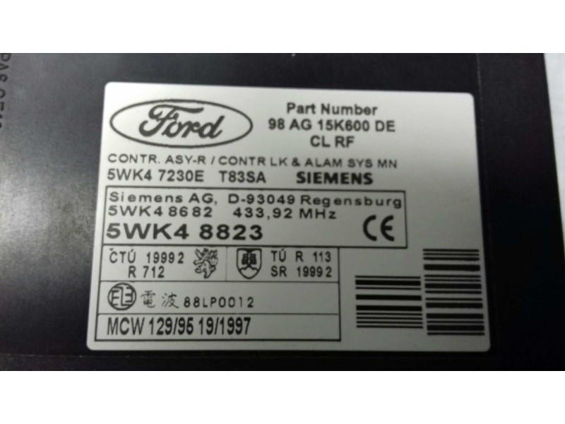 Recambio de centralita cierre para ford focus berlina (cak) trend referencia OEM IAM 5WK48823 5WK47230ET83SA SIEMENS