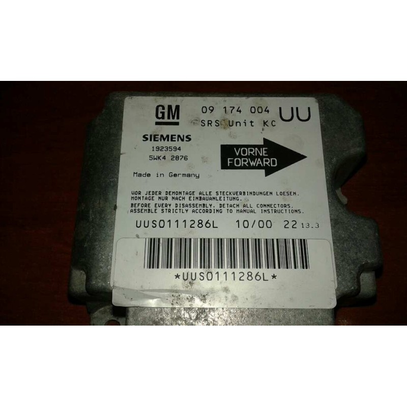 Recambio de centralita airbag para opel astra g berlina comfort referencia OEM IAM 09174004 5WK42876 UUS0111286L