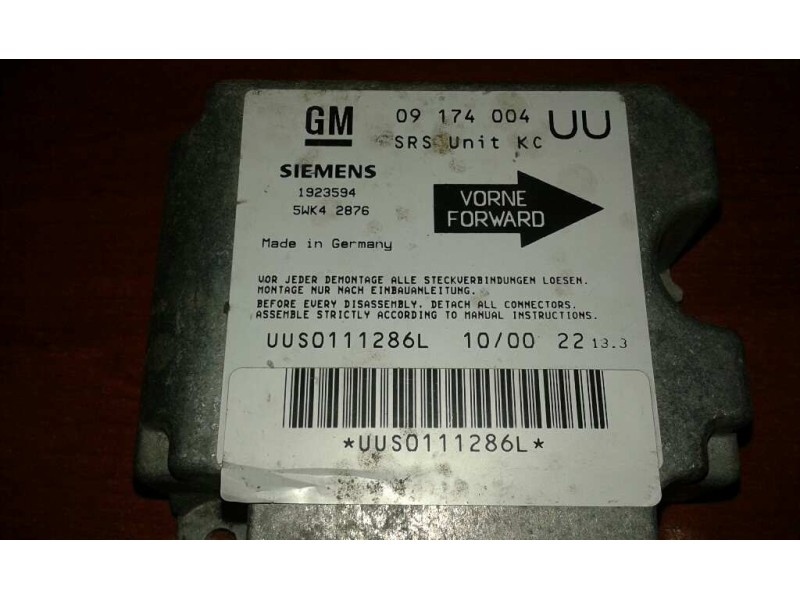 Recambio de centralita airbag para opel astra g berlina comfort referencia OEM IAM 09174004 5WK42876 UUS0111286L Recambio de centralita airbag para opel astra g berlina comfort referencia OEM IAM 09174004 5WK42876 UUS0111286L