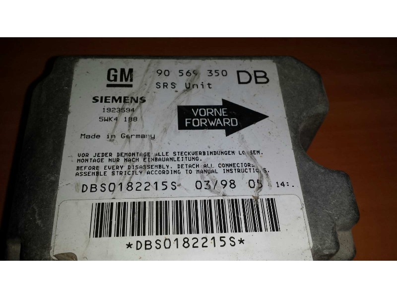 Recambio de centralita airbag para opel vectra b berlina básico (1999) referencia OEM IAM 90569350 5WK4188  Recambio de centralita airbag para opel vectra b berlina básico (1999) referencia OEM IAM 90569350 5WK4188