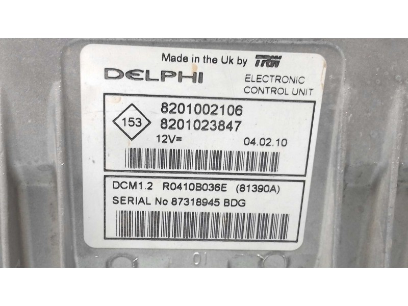 Recambio de centralita motor uce para dacia sandero stepway referencia OEM IAM 8201002106 8201023847 KIT - DELPHI