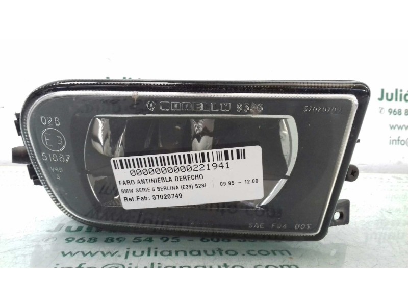 Recambio de faro antiniebla derecho para bmw serie 5 berlina (e39) 528i referencia OEM IAM 37020749 63178360576 37020999