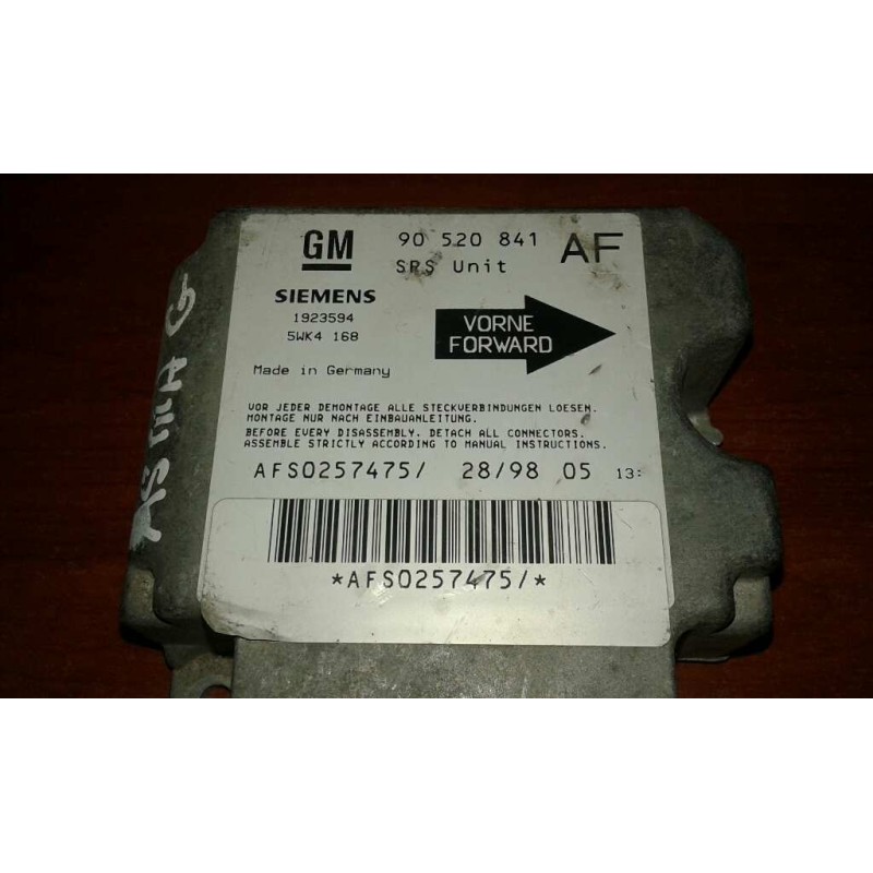 Recambio de centralita airbag para opel astra g berlina edition referencia OEM IAM 90520841AF 5WK4168 AFS0257475