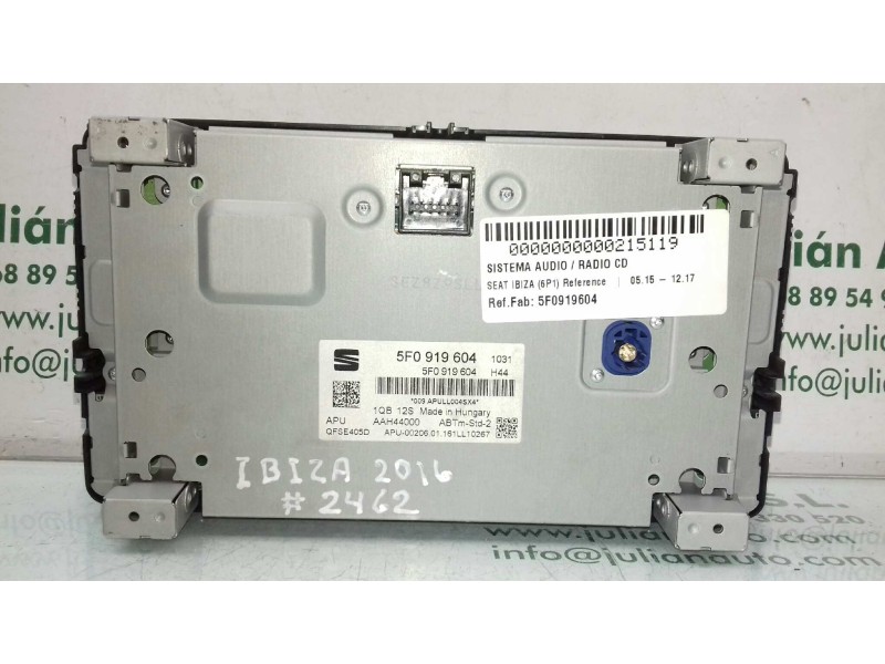 Recambio de sistema audio / radio cd para seat ibiza (6p1) reference referencia OEM IAM 5F0919604  