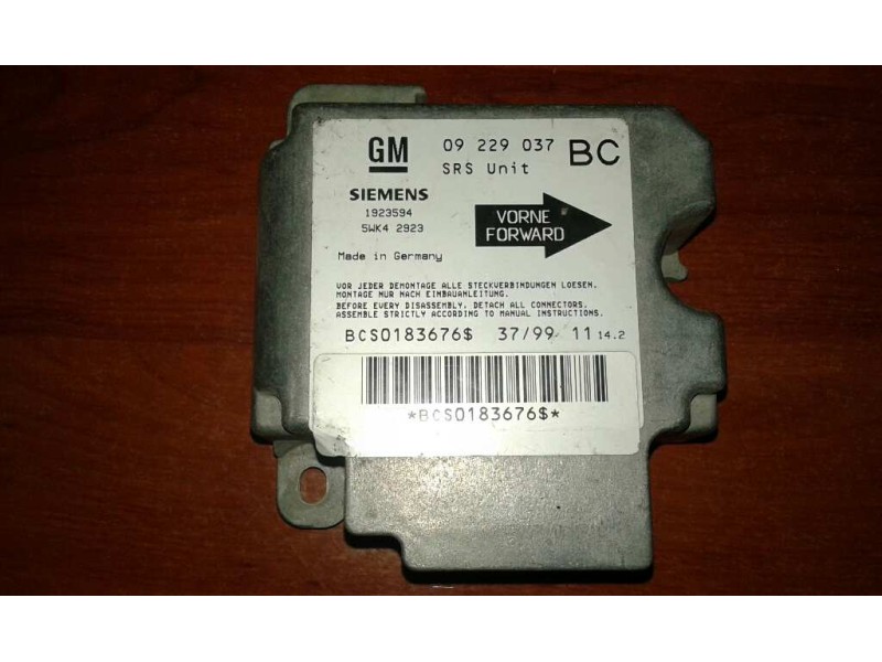 Recambio de centralita airbag para opel astra g berlina comfort referencia OEM IAM 09229037BC 5WK42923 BCS0183676S