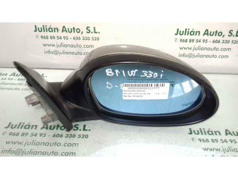 Recambio de retrovisor derecho para bmw serie 3 berlina (e90) 330i referencia OEM IAM F0142102 7075626 ELECTRICO