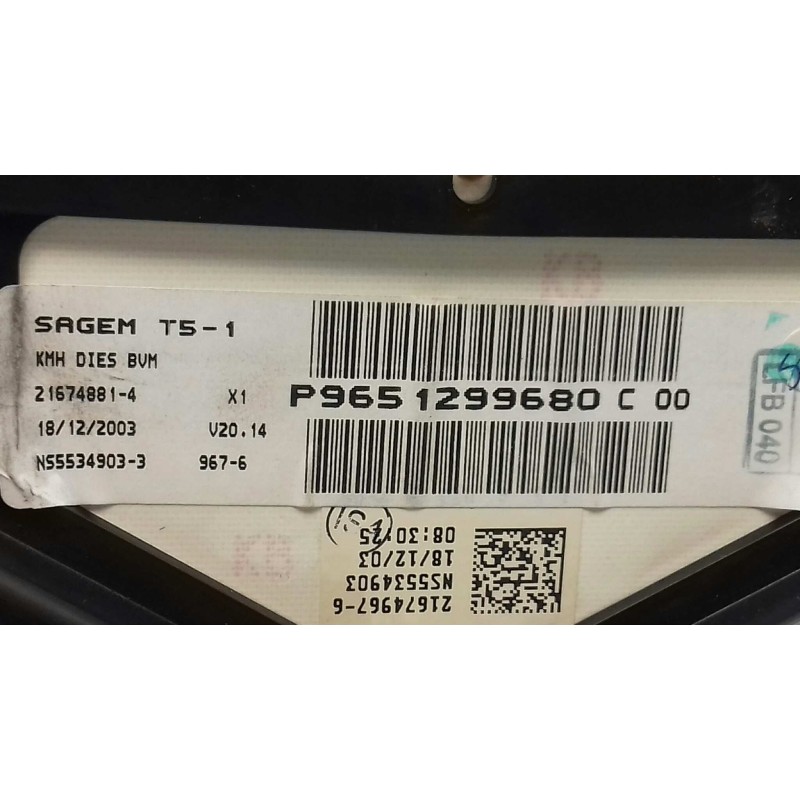 Recambio de cuadro instrumentos para peugeot 307 break / sw (s1) break xr referencia OEM IAM 9651299680C P9651299680C SAGEM