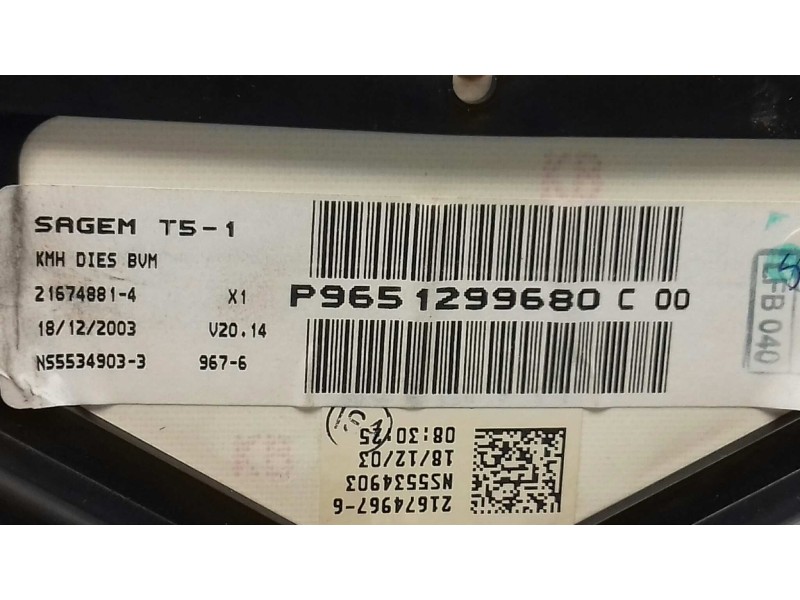Recambio de cuadro instrumentos para peugeot 307 break / sw (s1) break xr referencia OEM IAM 9651299680C P9651299680C SAGEM