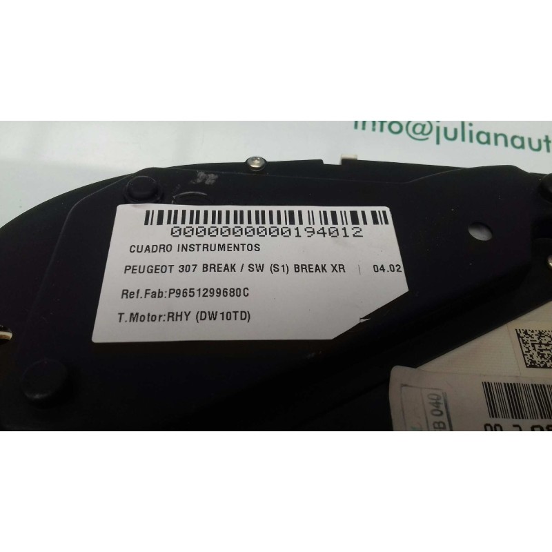 Recambio de cuadro instrumentos para peugeot 307 break / sw (s1) break xr referencia OEM IAM 9651299680C P9651299680C SAGEM