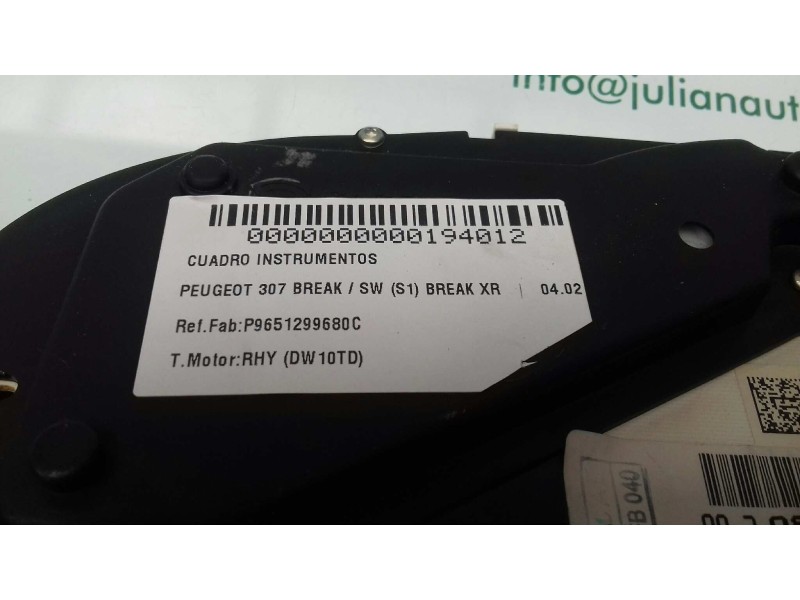 Recambio de cuadro instrumentos para peugeot 307 break / sw (s1) break xr referencia OEM IAM 9651299680C P9651299680C SAGEM
