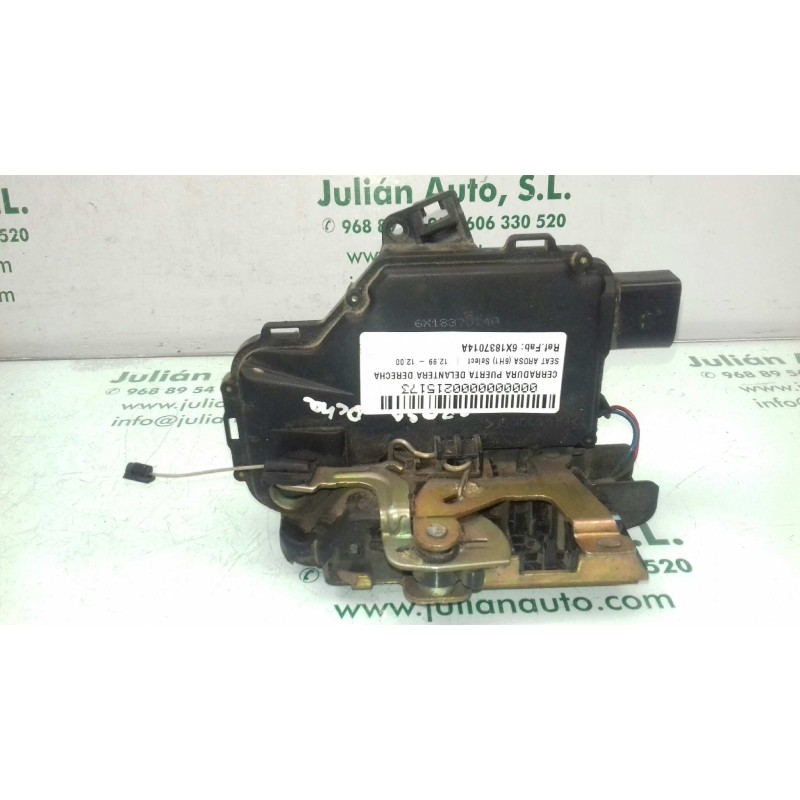 Recambio de cerradura puerta delantera derecha para seat arosa (6h1) select referencia OEM IAM 6X1837014A 4+4 PINES NEGRO