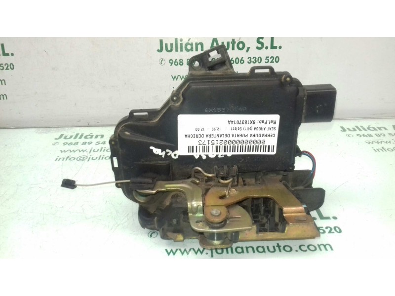 Recambio de cerradura puerta delantera derecha para seat arosa (6h1) select referencia OEM IAM 6X1837014A 4+4 PINES NEGRO