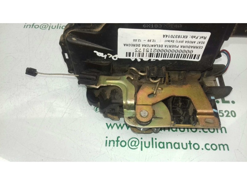 Recambio de cerradura puerta delantera derecha para seat arosa (6h1) select referencia OEM IAM 6X1837014A 4+4 PINES NEGRO