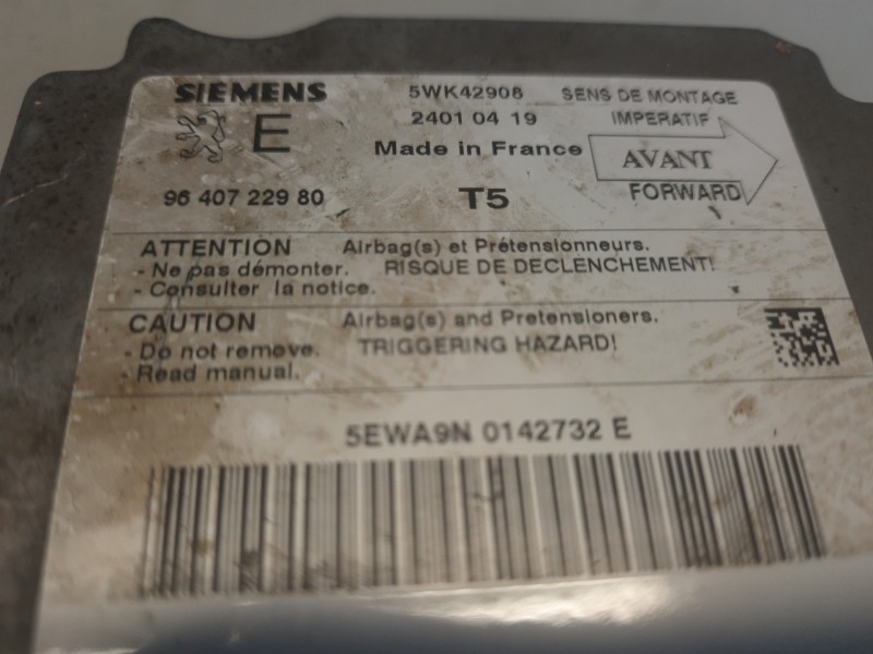 Recambio de centralita airbag para peugeot 307 (s1) xr referencia OEM IAM 9640722980 5WK42908 SIEMENS