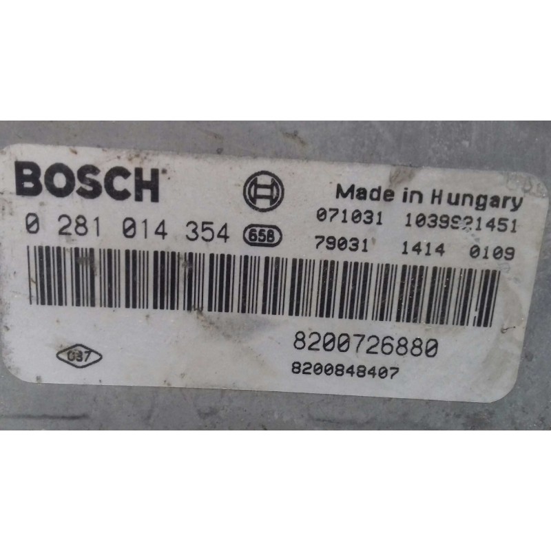 Recambio de centralita motor uce para renault laguna iii 2.0 d referencia OEM IAM 8200726880 0281014354 BOSCH