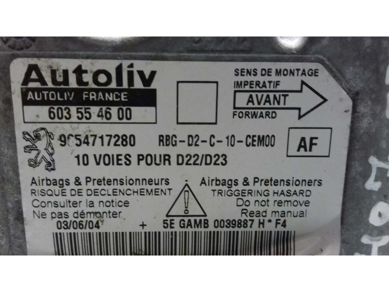 Recambio de centralita airbag para peugeot 407 st confort pack referencia OEM IAM 603554600 9654717280 AUTOLIV