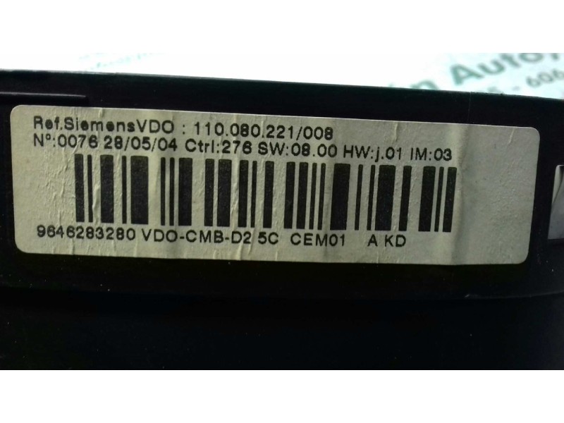 Recambio de cuadro instrumentos para peugeot 407 st confort pack referencia OEM IAM 9646283280 110.080.221/008 VDO