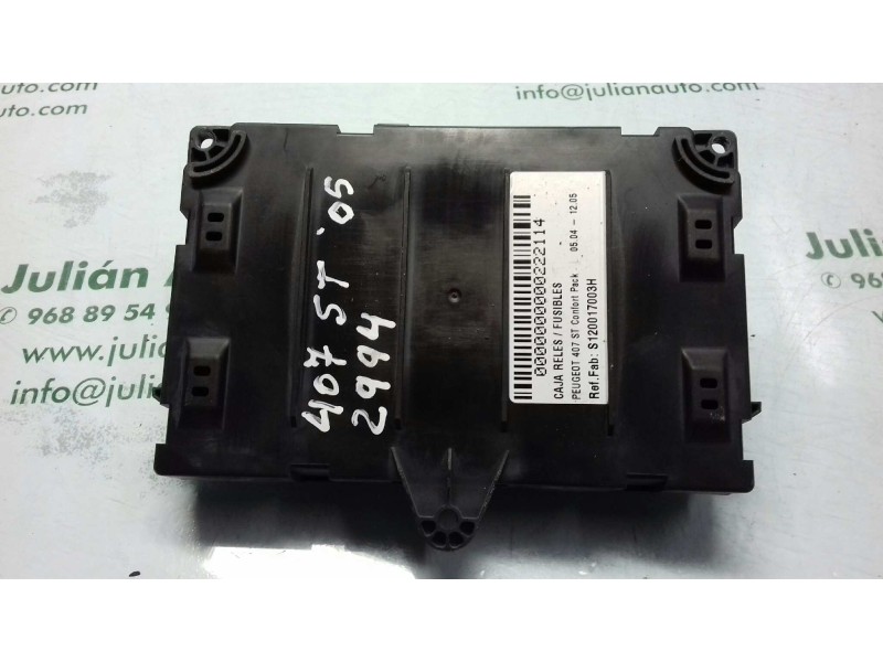 Recambio de caja reles / fusibles para peugeot 407 st confort pack referencia OEM IAM S120017003H BSC A02 00 