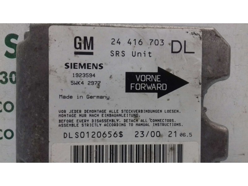 Recambio de centralita airbag para opel astra g berlina club referencia OEM IAM 24416703DL 1923594 5WK42977