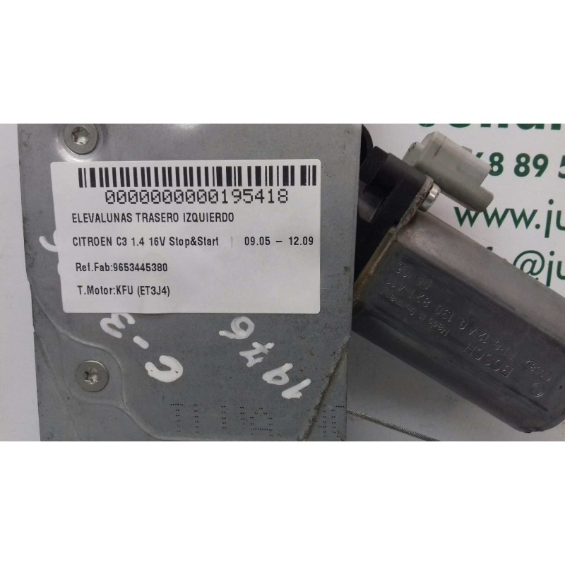 Recambio de elevalunas trasero izquierdo para citroen c3 1.4 16v stop&start referencia OEM IAM 9653445380 0130821411 ELECTRICO