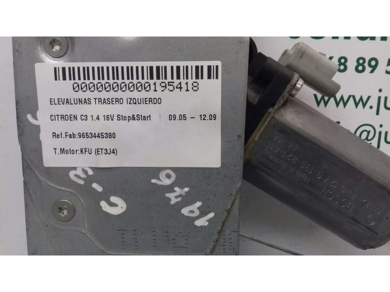 Recambio de elevalunas trasero izquierdo para citroen c3 1.4 16v stop&start referencia OEM IAM 9653445380 0130821411 ELECTRICO