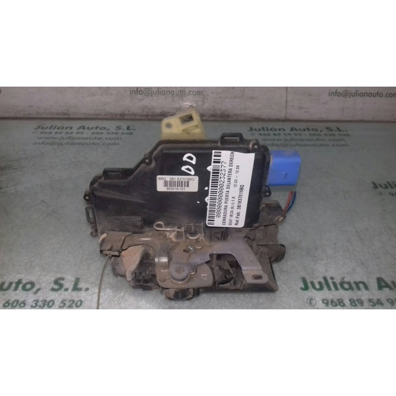 Recambio de cerradura puerta delantera derecha para seat ibiza (6l1) f.r. referencia OEM IAM 3B1837016BQ AZUL 4+4 PINES