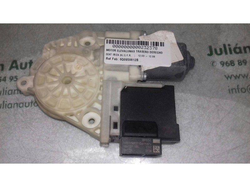 Recambio de motor elevalunas trasero derecho para seat ibiza (6l1) f.r. referencia OEM IAM 6Q0959812B 986037105 060724
