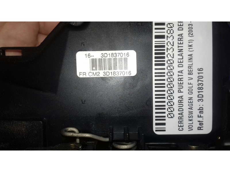 Recambio de cerradura puerta delantera derecha para volkswagen golf v berlina (1k1) highline referencia OEM IAM 3D1837016 AZUL 5