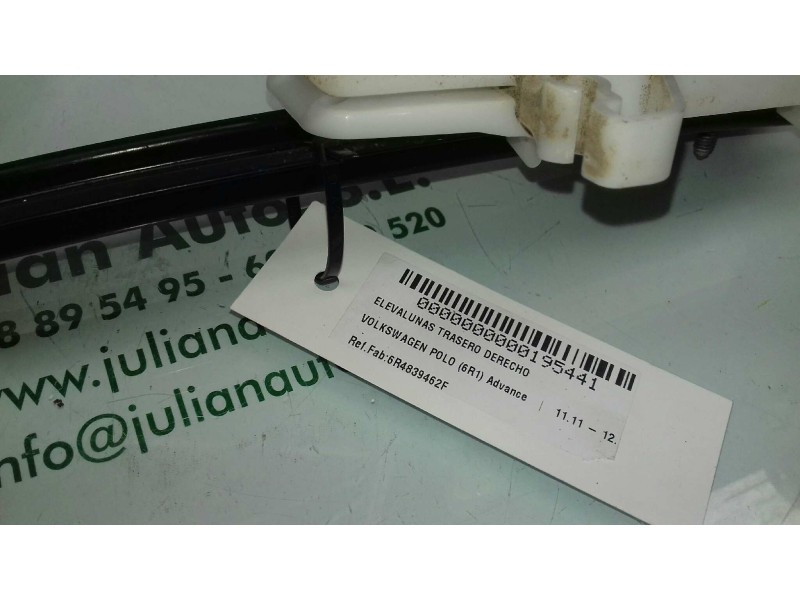 Recambio de elevalunas trasero derecho para volkswagen polo (6r1) advance referencia OEM IAM 6R4839462F  ELECTRICO
