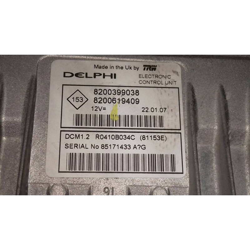 Recambio de centralita motor uce para renault clio iii confort expression referencia OEM IAM 8200399038 R0410B034C DELPHI
