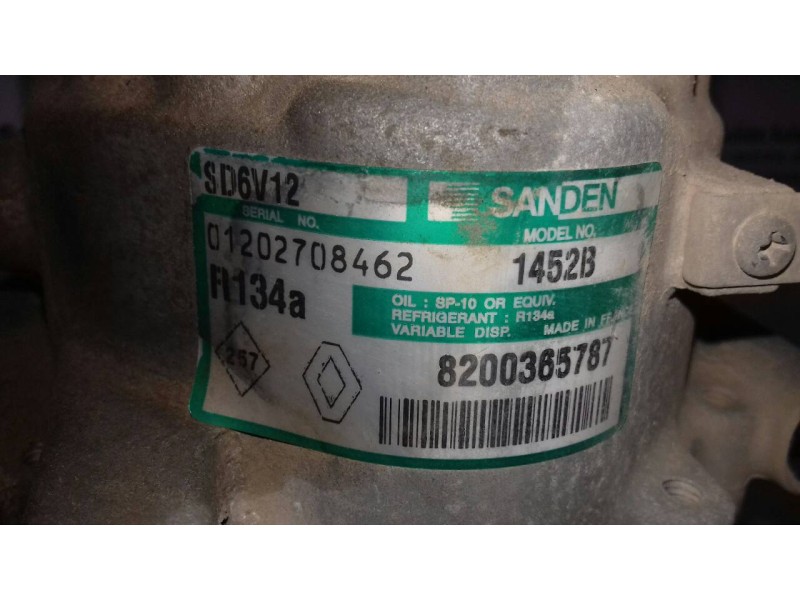 Recambio de compresor aire acondicionado para renault modus luxe privilege referencia OEM IAM 8200365787 SD6V12 SANDEN