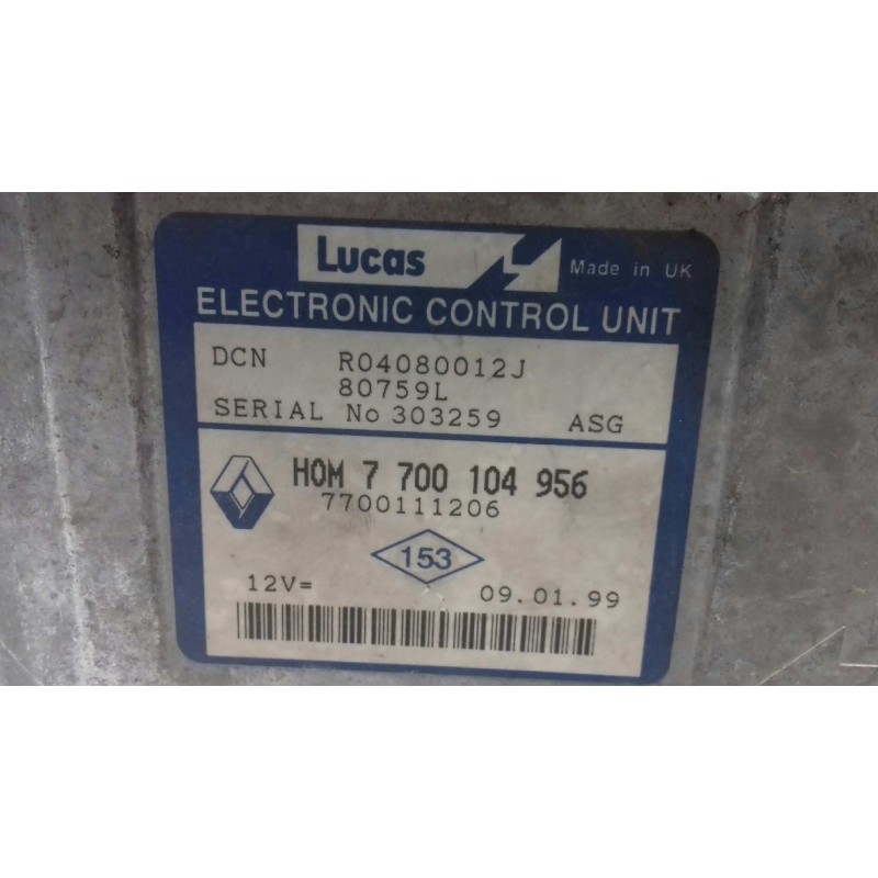 Recambio de centralita motor uce para renault kangoo (f/kc0) alize referencia OEM IAM 7700104956 7700111206 R04080012J