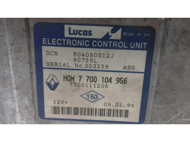 Recambio de centralita motor uce para renault kangoo (f/kc0) alize referencia OEM IAM 7700104956 7700111206 R04080012J