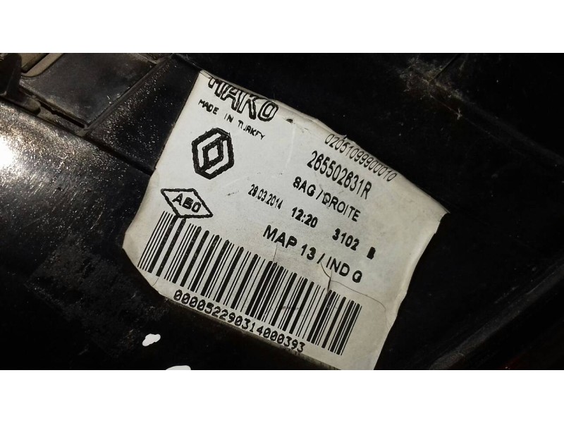 Recambio de piloto trasero derecho para renault clio iv business referencia OEM IAM 265502631R  