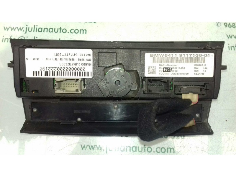Recambio de mando climatizador para bmw serie 1 berlina (e81/e87) 118d referencia OEM IAM 6411911713601 A2C53181399 