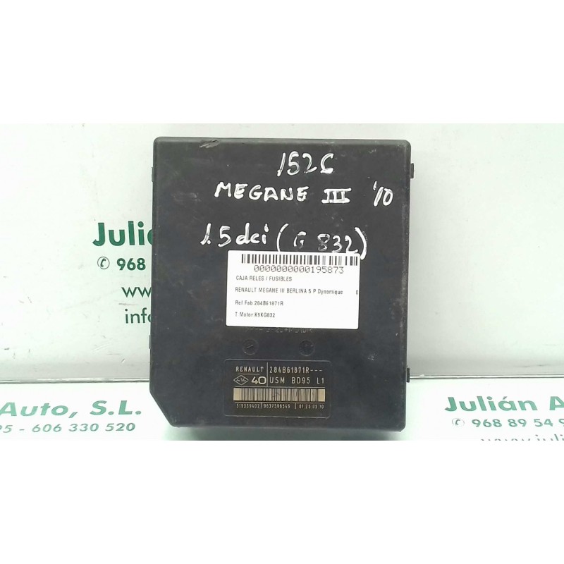 Recambio de caja reles / fusibles para renault megane iii berlina 5 p dynamique referencia OEM IAM 284B61871R 519339402 USM