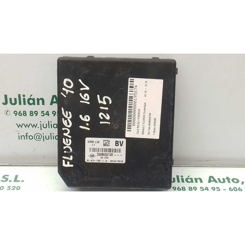 Recambio de caja reles / fusibles para renault fluence dynamique referencia OEM IAM 284B60874R  USM-L38