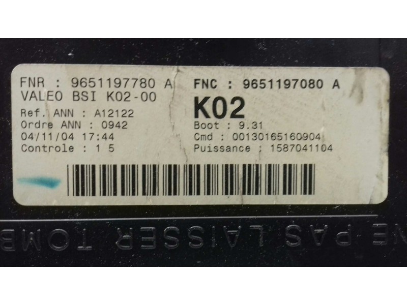 Recambio de centralita motor uce para peugeot 307 (s1) xr referencia OEM IAM 9653873280 0281011341 KIT - BOSCH