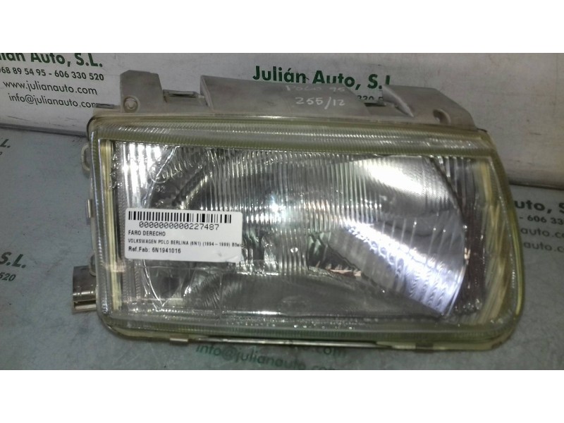Recambio de faro derecho para volkswagen polo berlina (6n1) básico referencia OEM IAM 6N1941016 96249600 