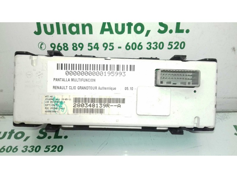 Recambio de pantalla multifuncion para renault clio grandtour authentique referencia OEM IAM 280348139R  