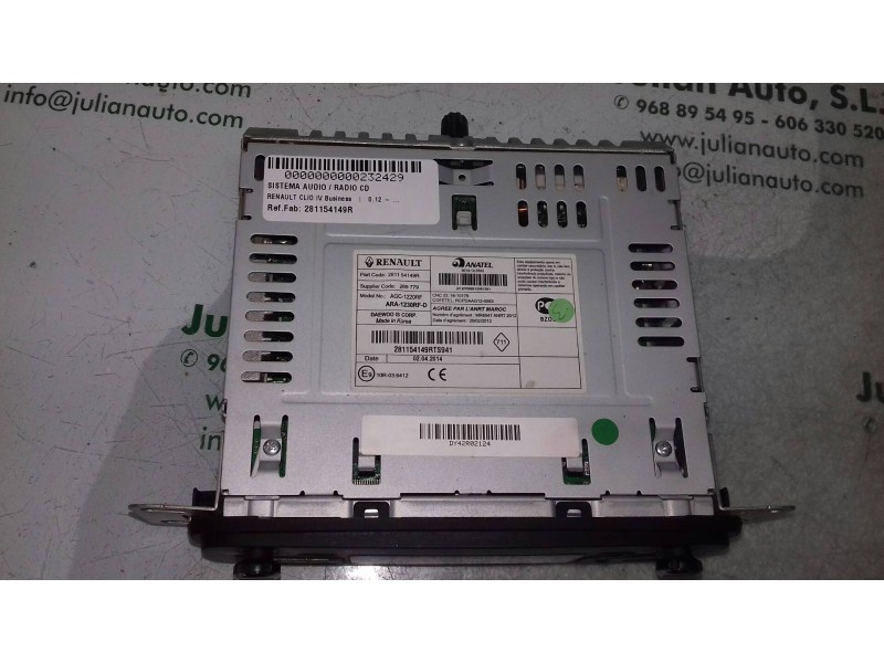 Recambio de sistema audio / radio cd para renault clio iv business referencia OEM IAM 281154149R 281154149RTS941 DAEWOO