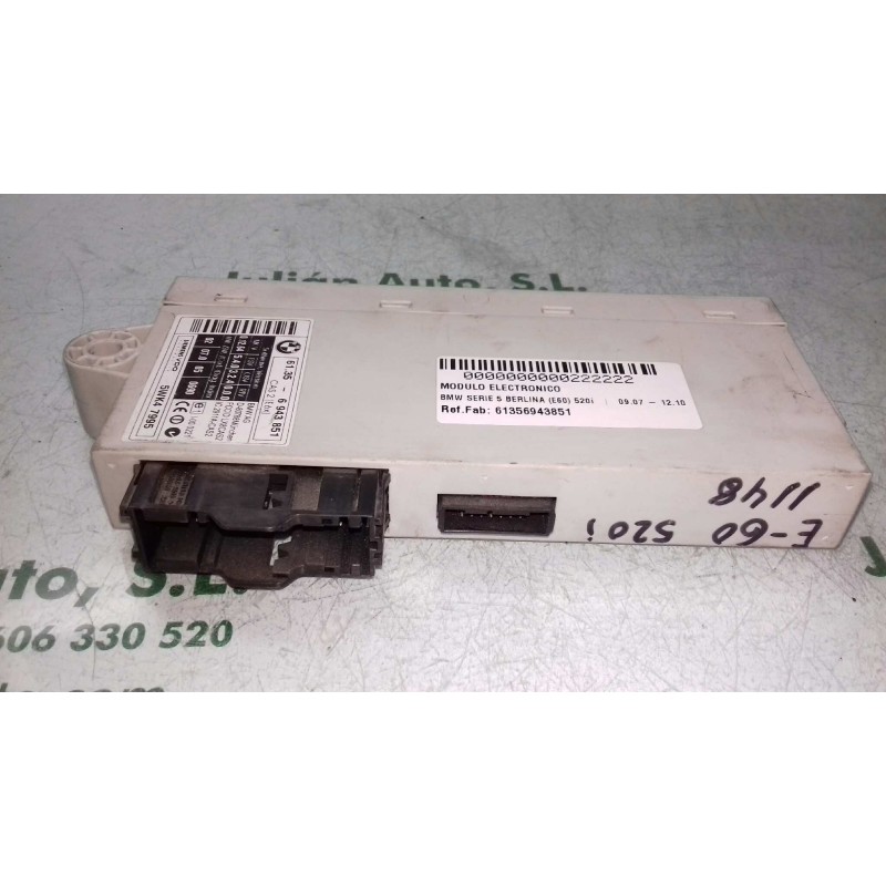 Recambio de modulo electronico para bmw serie 5 berlina (e60) 520i referencia OEM IAM 61356943851 5WK47995 SIEMENS