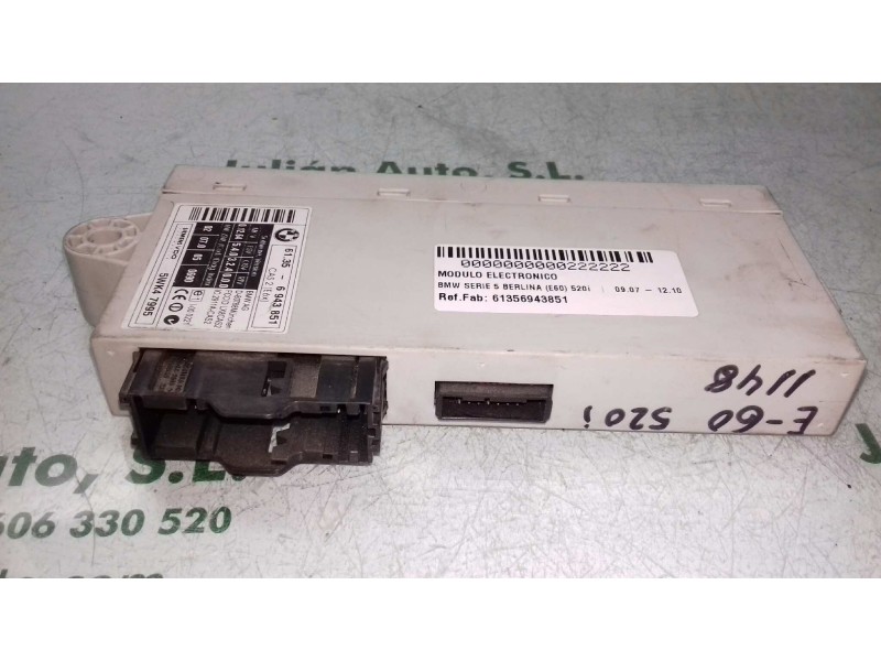 Recambio de modulo electronico para bmw serie 5 berlina (e60) 520i referencia OEM IAM 61356943851 5WK47995 SIEMENS