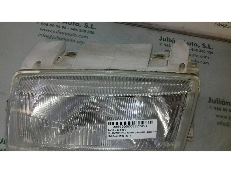 Recambio de faro izquierdo para volkswagen polo berlina (6n2) conceptline referencia OEM IAM 6N1941017  