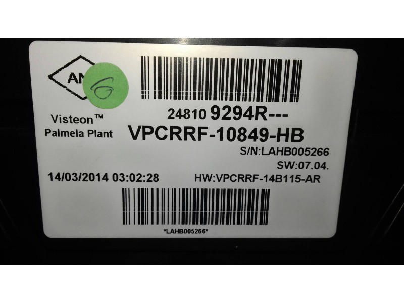Recambio de cuadro instrumentos para renault clio iv business referencia OEM IAM 248109294R VPCRRF10849HB VISTEON
